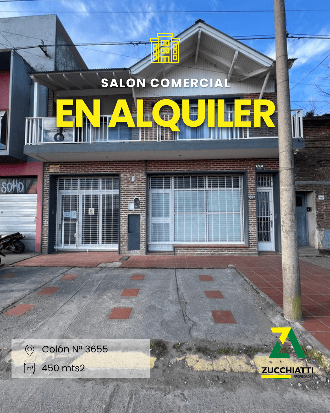 Alquiler salón comercial sobre avenida